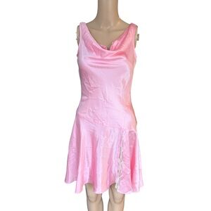 LoveShackFancy Pink Silk Mini Slip Dress Cowl Neck Size 0